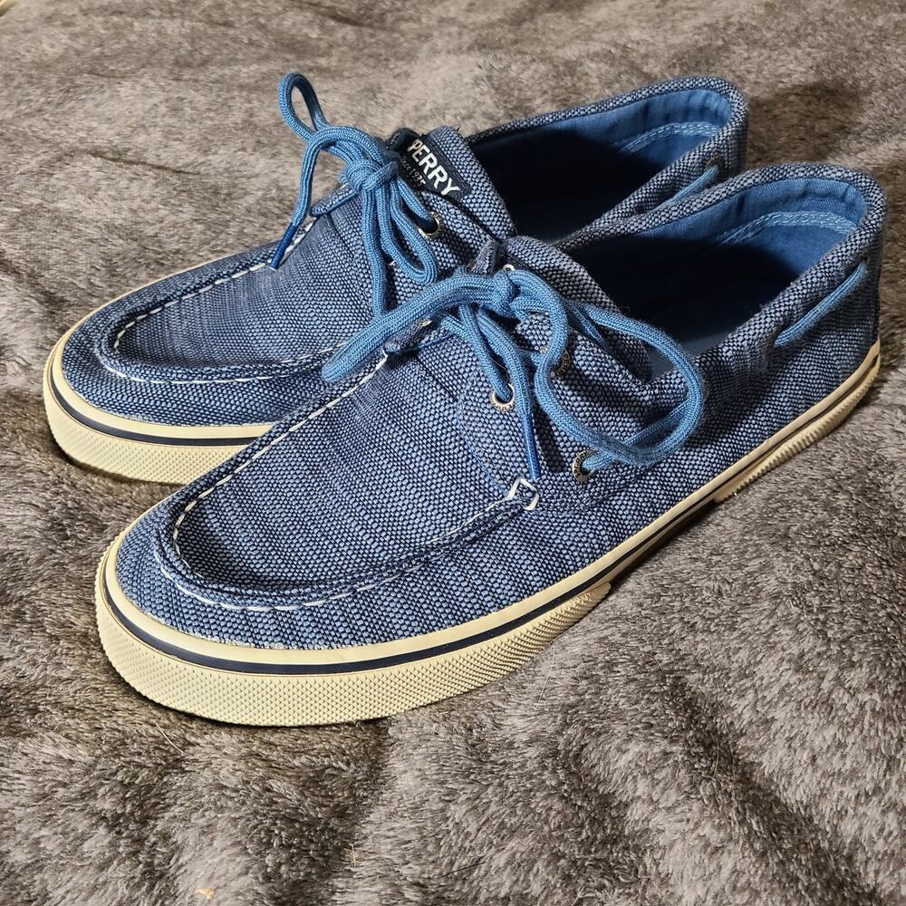 Sperry Boat Shoes Mens 9.5 Blue Canvas Memory Foam STS22381 Blue